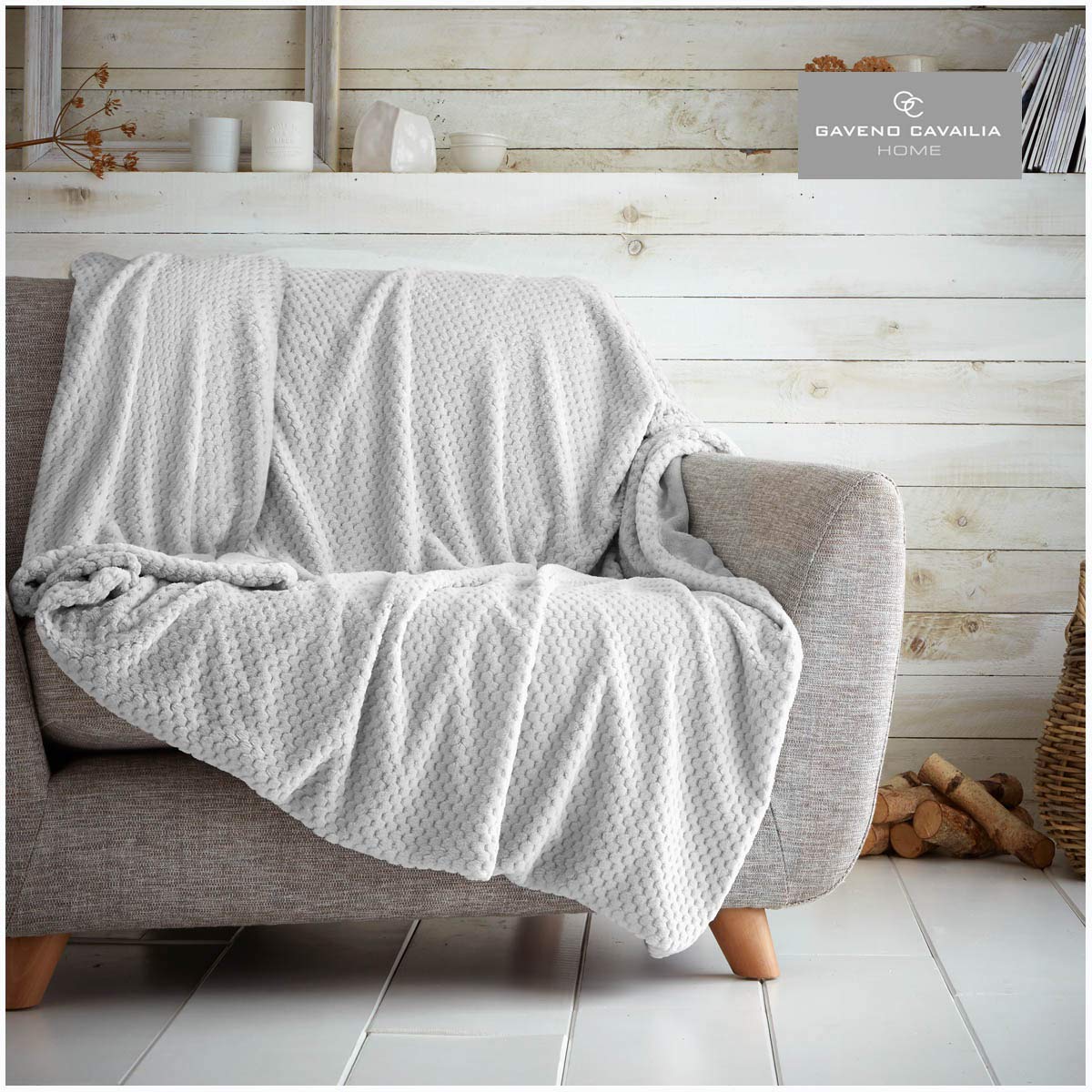 Gc Gaveno Cavailia Popcorn-Silver Easy Care Teddy Fleece Throw, Luxury Super Soft & Warm Honeycomb Settee Blanket, Size, Polyester, Single(130X150)