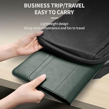 11-17 Inch Universal Multi-Function Waterproof Notebook Bag, 3-in-1 Stand Foldable Laptop Padded Pouch, Portable Computer Stand with Mouse Pouch (Brown,16/17 inch)