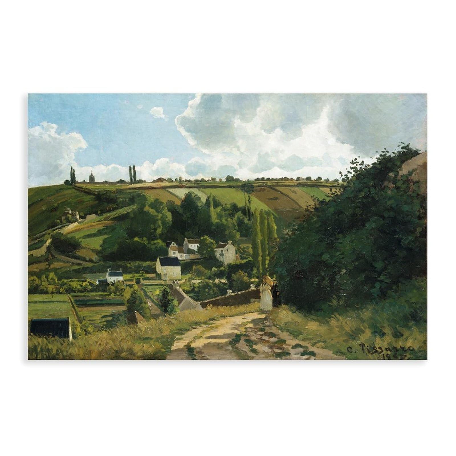 DFJyjFGJJ Jalais Hill Pontoise by Camille Pissarro Vintage Poster Impressionism Modern Art Canvas Wall Art Print Poster For Home School Office Decor 12" L X 18" W