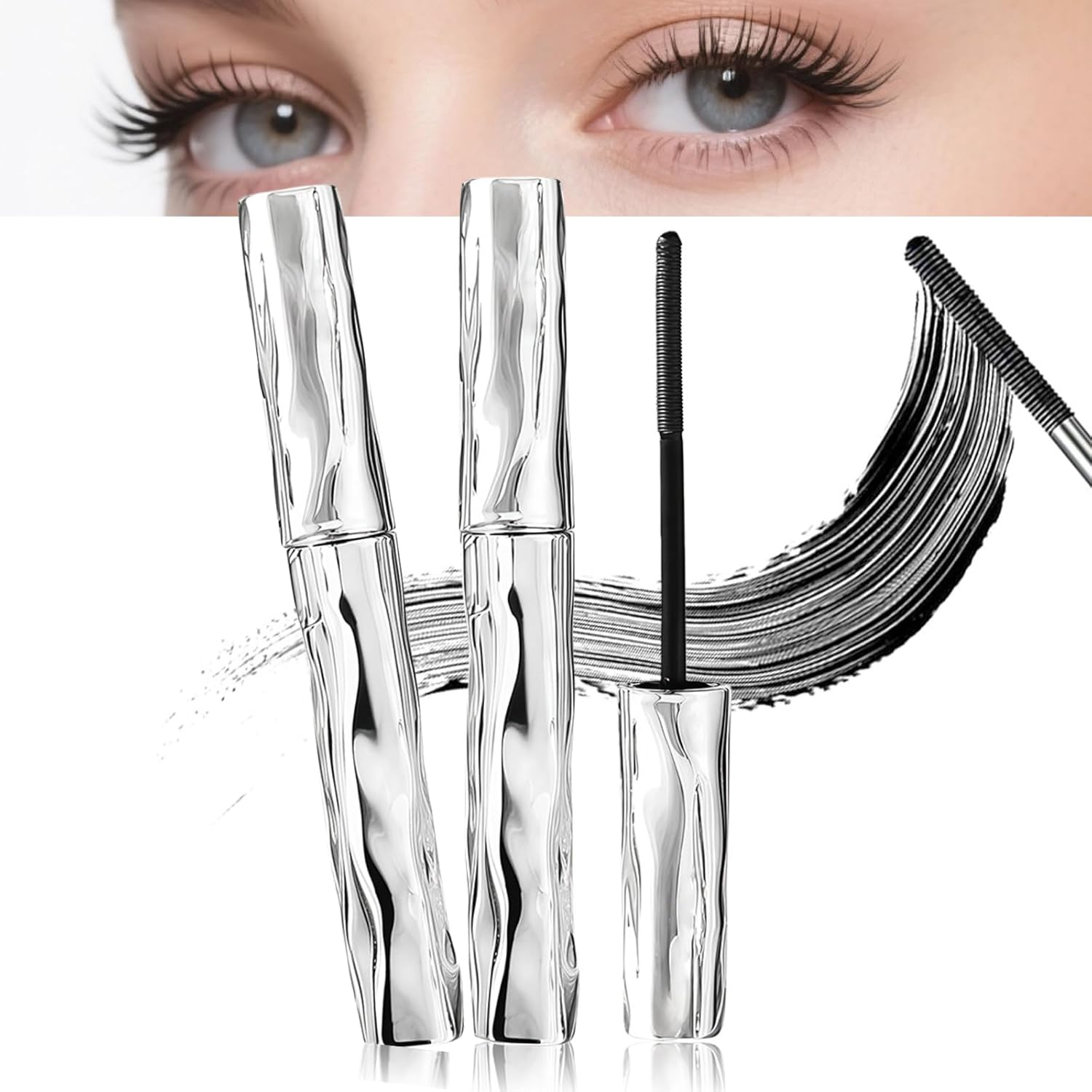 Eyelash Primer, 2026 New Waterproof Tubular Eyelash Primer Curling Women, Tubular Fiber Mascara Black Natural for Old Women (2 Black)