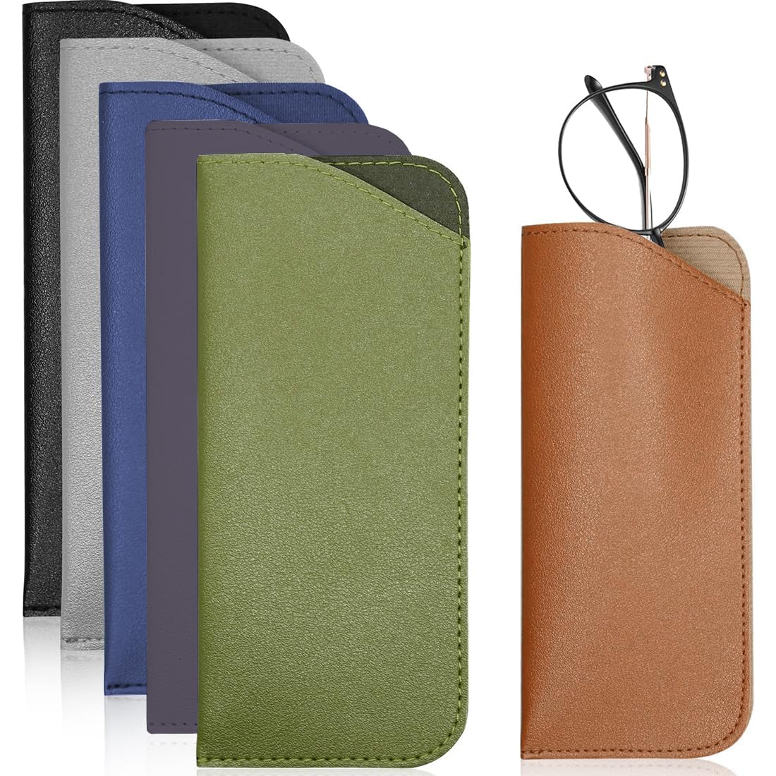 Custodia Per Occhiali Da Lettura Con Cerniera, Morbida, In Pelle Di - Foto 6