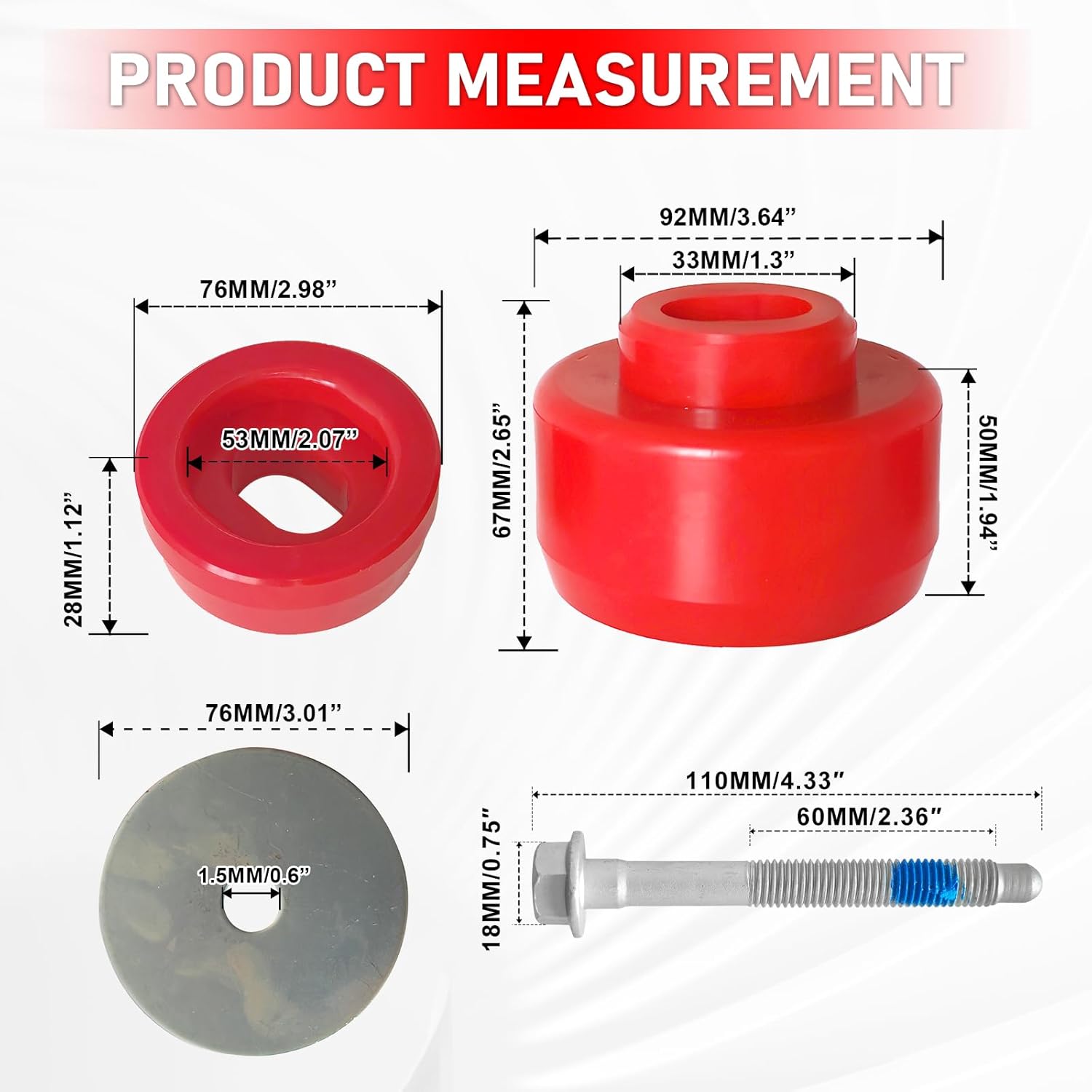 7-141 Body and Cab Mount Bushing Kit for Chevy Silverado & GMC Sierra 1500/2500 2WD/4WD 1999-2014 Body Cab Mounts with Cushion Bolts Replaces 11516868 15704260 (Red 24PCS)