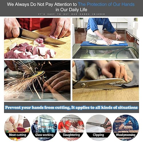 Miniatura 6 de Guante de carnicero de malla metálica de acero inoxidable a prueba de cortes, a prueba de cortes, protección de alto rendimiento, nivel 5, talla XL