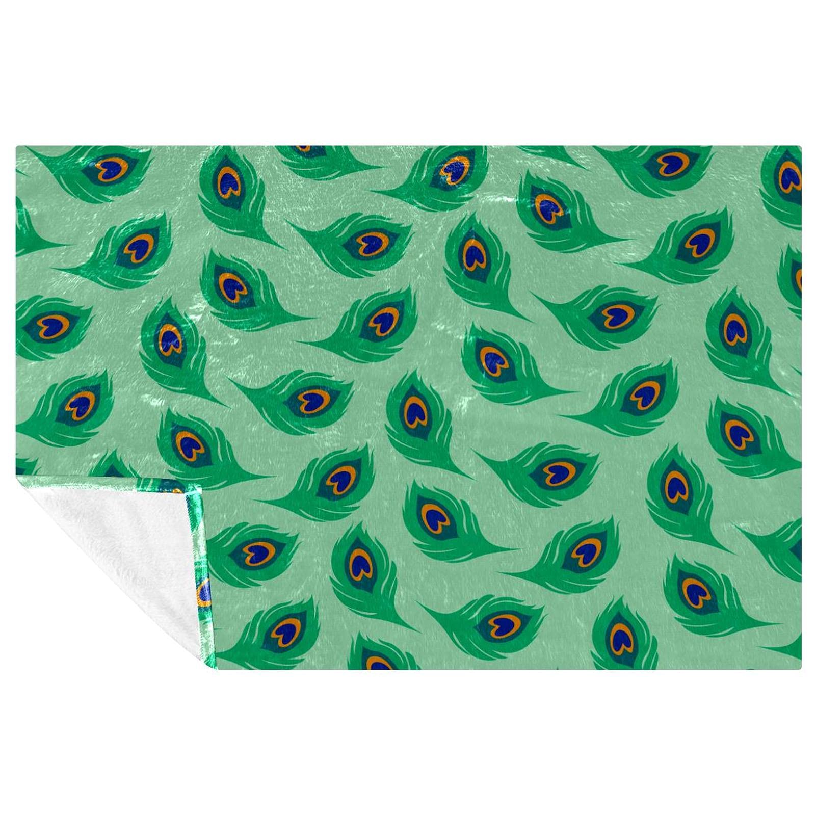 Couverture douce et chaude paon vert idéale pour pique-nique et plage