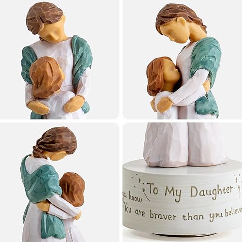 Miniatura 7 de AIDLNS Caja de música de regalo para hija, mamá e hija, estatua esculpida pintada a mano, regalos musicales para hija de parte de mamá, cumpleaños,