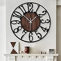 Vista 14 de LEIKE Relojes de Pared LED Grandes, Silenciosos, Sin Tictac, Funcionan con Pilas, Rústico Redondo Moderno Gran Reloj de Pared de Madera para Sala