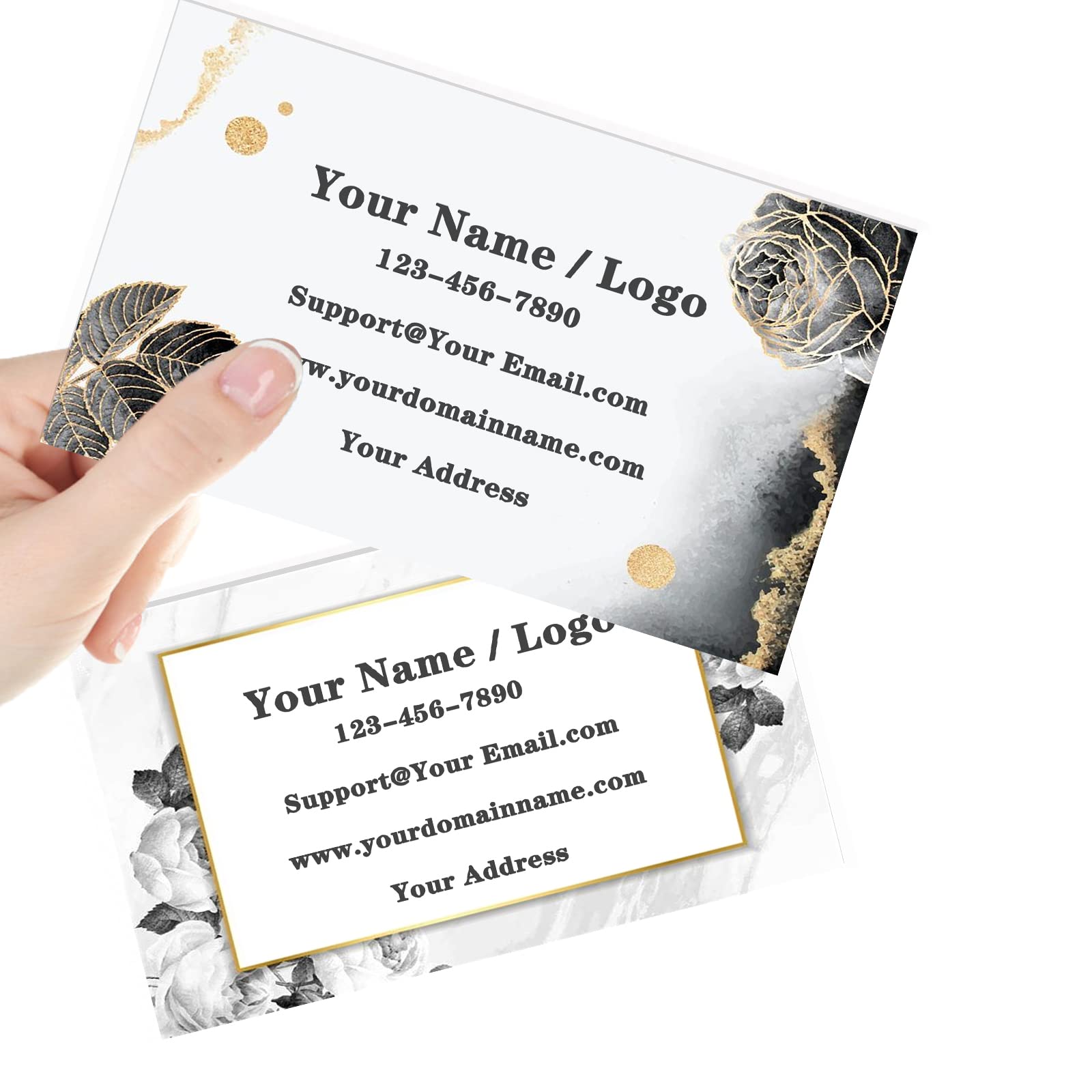 Custom Printed Business Cards with Your Logo Picture Text, Personalized Business Cards with 300gsm-Thick Waterproof Classic Matte Paper 100/200/500/