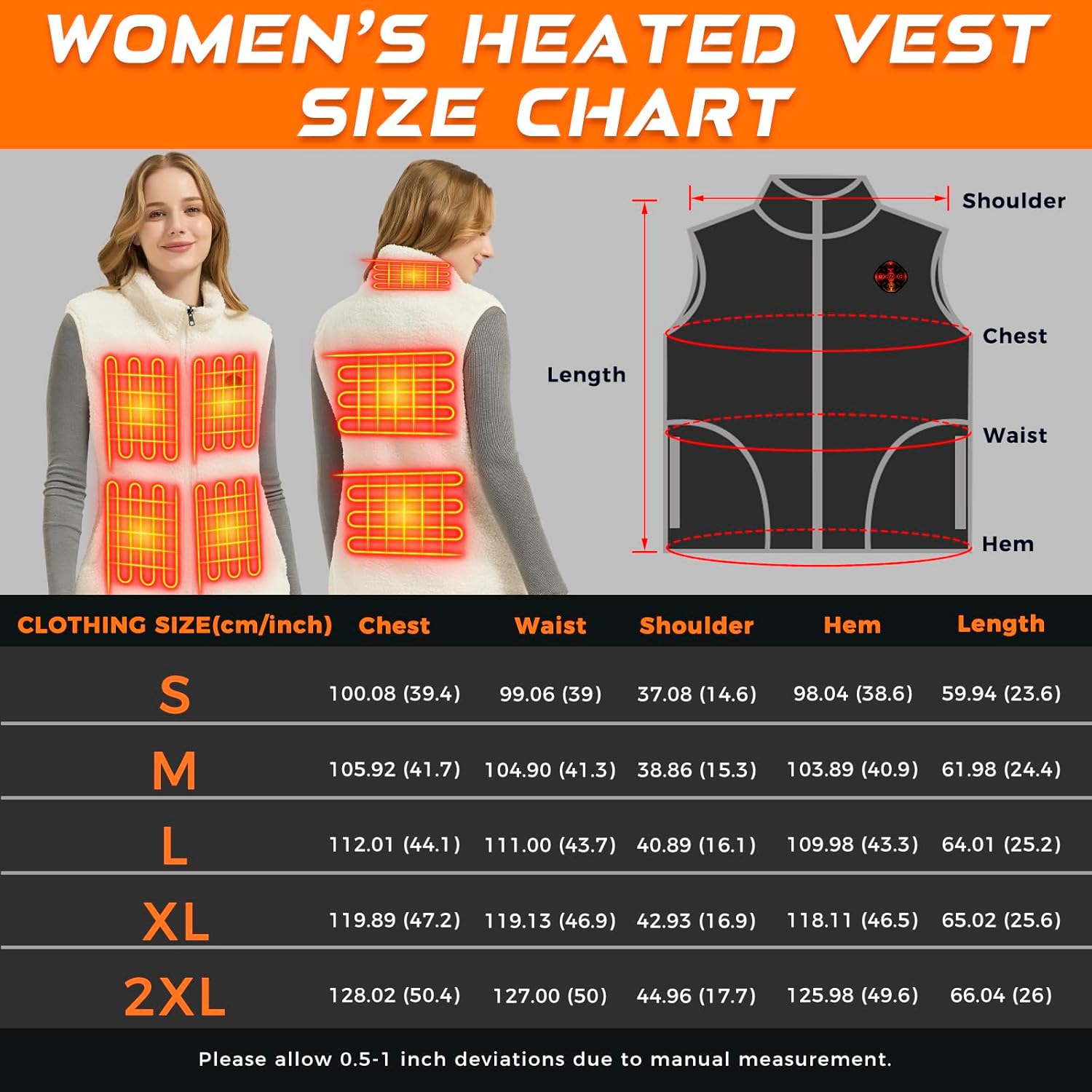 Heated Vest for Women - Lightweight Fleece Heating Vest & 10000mAh Battery Pack, Rechargeable Heated Vests Jacket for Hiking - Image 6