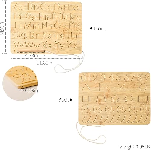 Miniatura 8 de Montessori - Tabla de seguimiento de números del alfabeto de madera  Tablero de práctica del alfabeto de madera de doble cara Juguetes educativos de