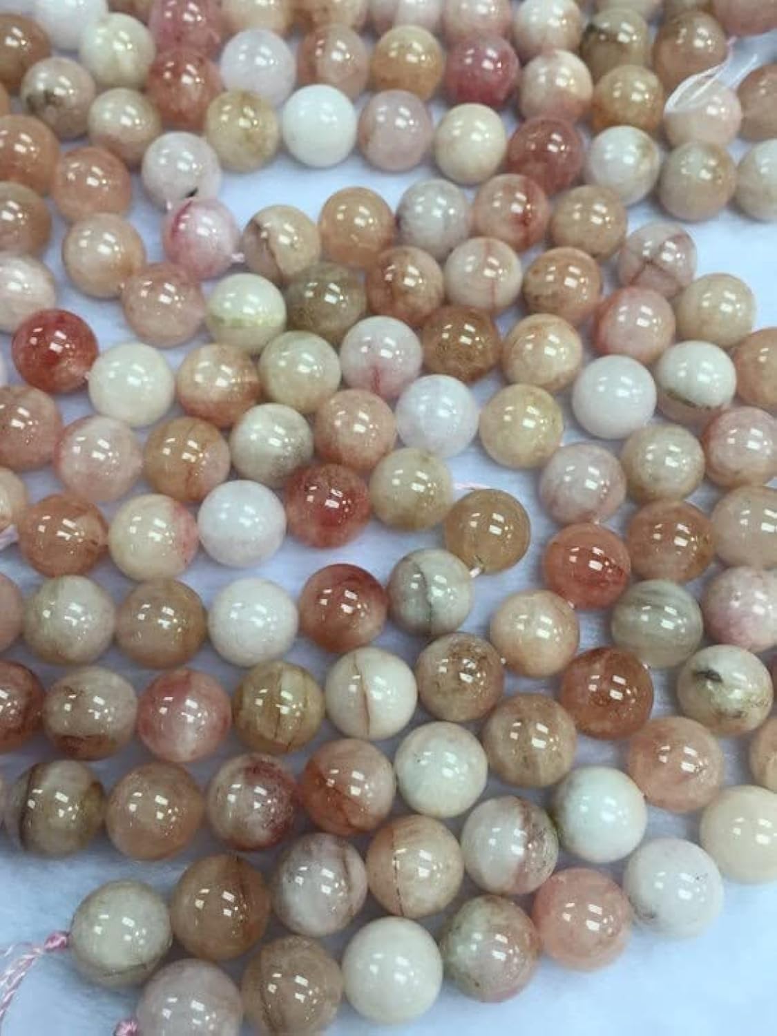 Morganite round beads 12mm LKBEADS pour création bijoux 40cm