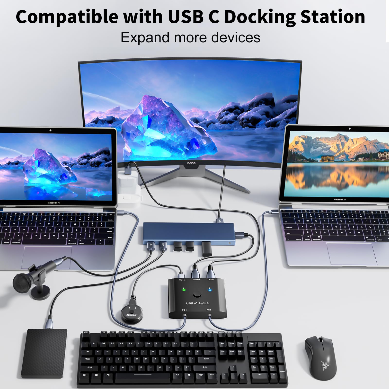 Amazon.co.jp: KCEVE USB Cスイッチ 2イン1出力、USB Type C KVM
