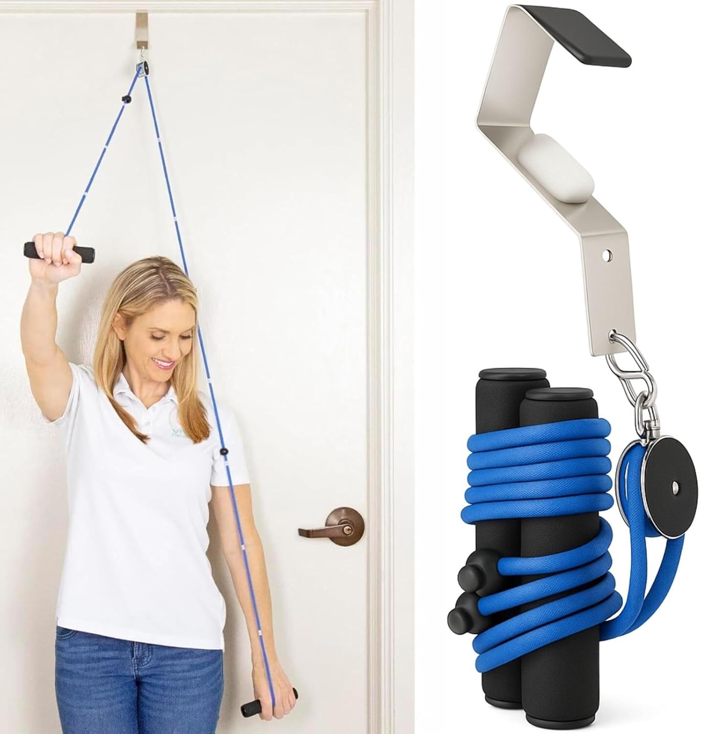 Vive Shoulder Pulley for Physical Therapy – Rotator Cuff Pain Pulley System – Over Door Rehab Exerciser – with Durable Metal Pulley & Comfortable Padded Handles