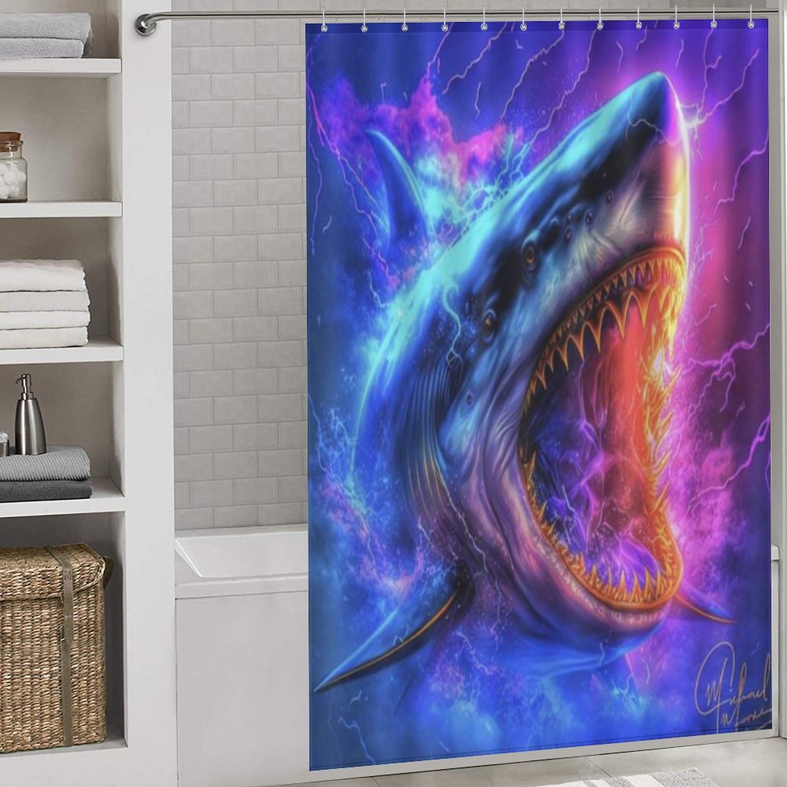 Rideau de douche requin lavable pour transformer le bain des enfants en aventure