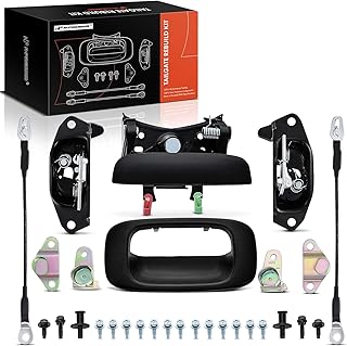 A-Premium Tailgate Plastic Handle Latch Rebuild Kit Compatible with 1999-2007 Chevy Chevrolet Silverado 1500 2500 3500 & GMC Sierra, Rear Tail Gate Parts Lock Handle Bezel Cable Hinge Bolt, 29-PC Set