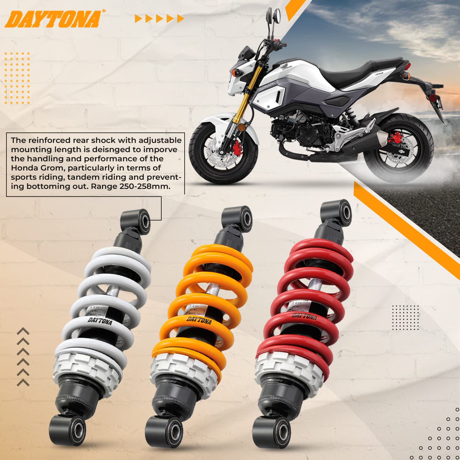 Amazon | DAYTONA(デイトナ) 強化リアショック ホンダ グロム バイク用