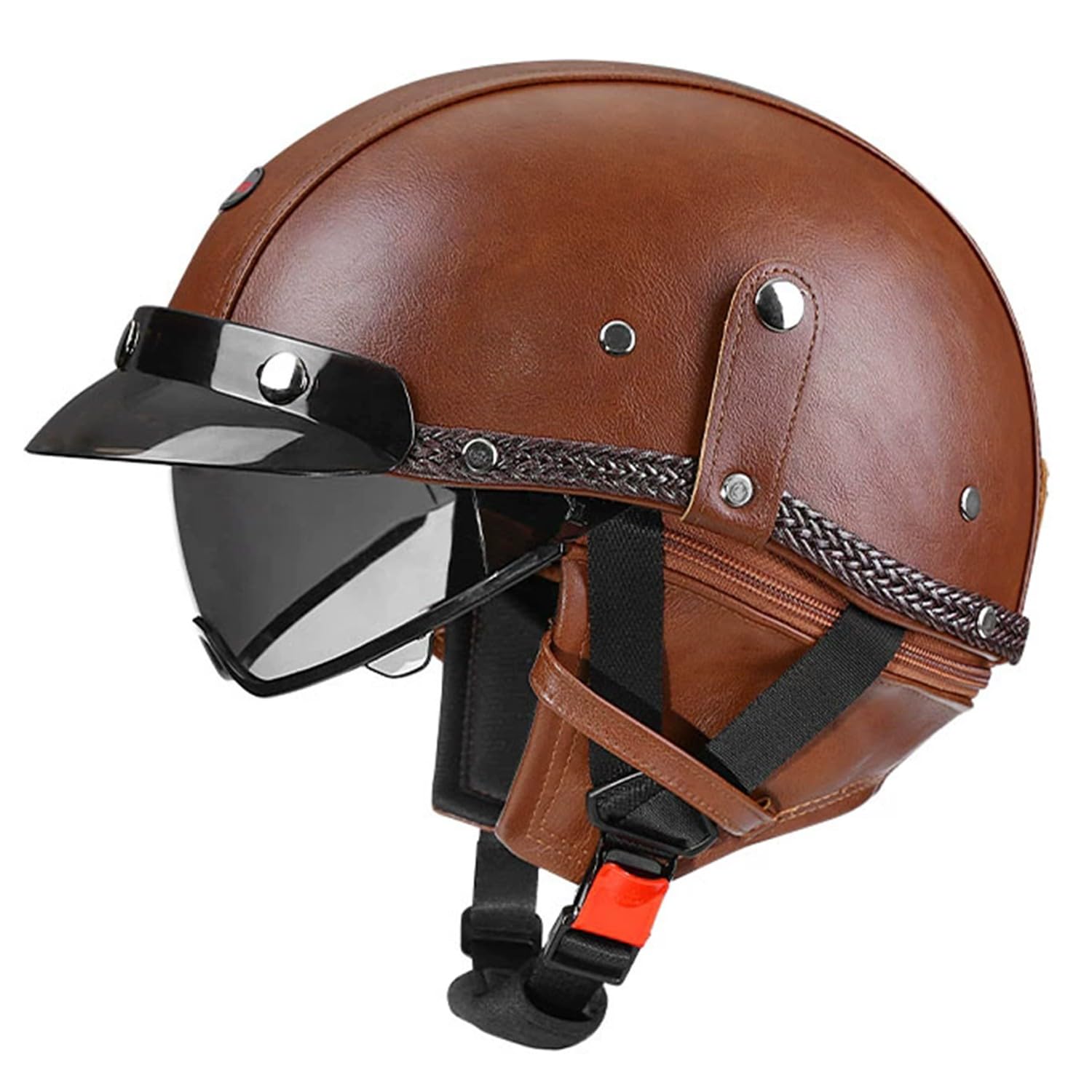 Demi Casque Moto Casque Bol Casque Moto Jet Vintage Casque Ouverte avec Visière Casque Cyclomoteur Casque Scooter Homologué ECEDOT Casque Demi Casque de Moto Unisexe