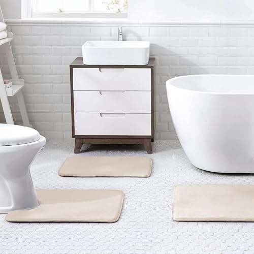 Miniatura 7 de Walensee - Tapete de baño de espuma viscoelástica extra grueso, antideslizante, absorbente y súper acogedor, tapete de baño de terciopelo suave de