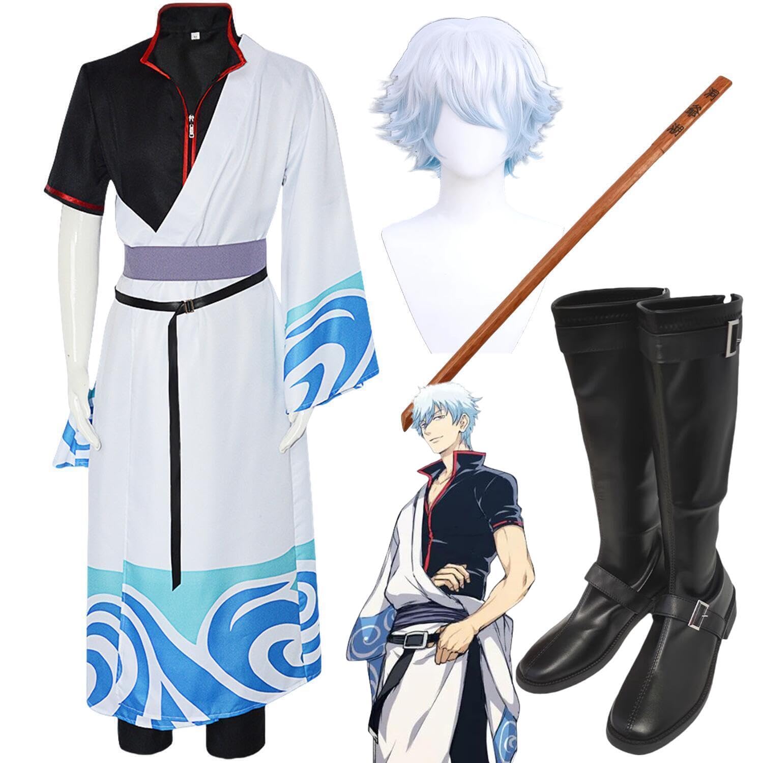 Amazon.co.jp: 銀魂 坂田銀時 コスプレ衣装 和服 着物 日常服 全セット