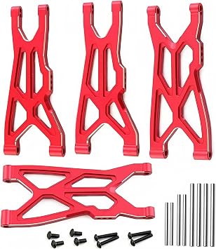 Aluminum Front and Rear Suspension Arms Set Swings Arms Upgrades Part for 1/10 Arrma Big Rock 3S BLX V3,1/8 Typhon 3S BLX 4x4 RC car,Replacement of Parts #AR330543 AR330540.Red