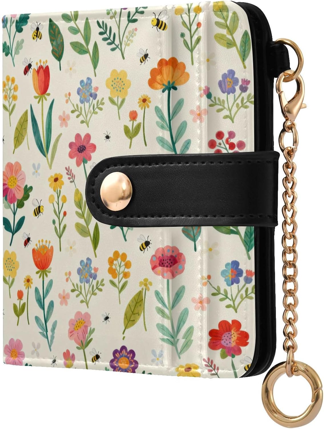 GuoChe Floral Pattern Ladies Cute Foldable Wallet Fancy Premium PU Leather Wallet for Women Boys Girls