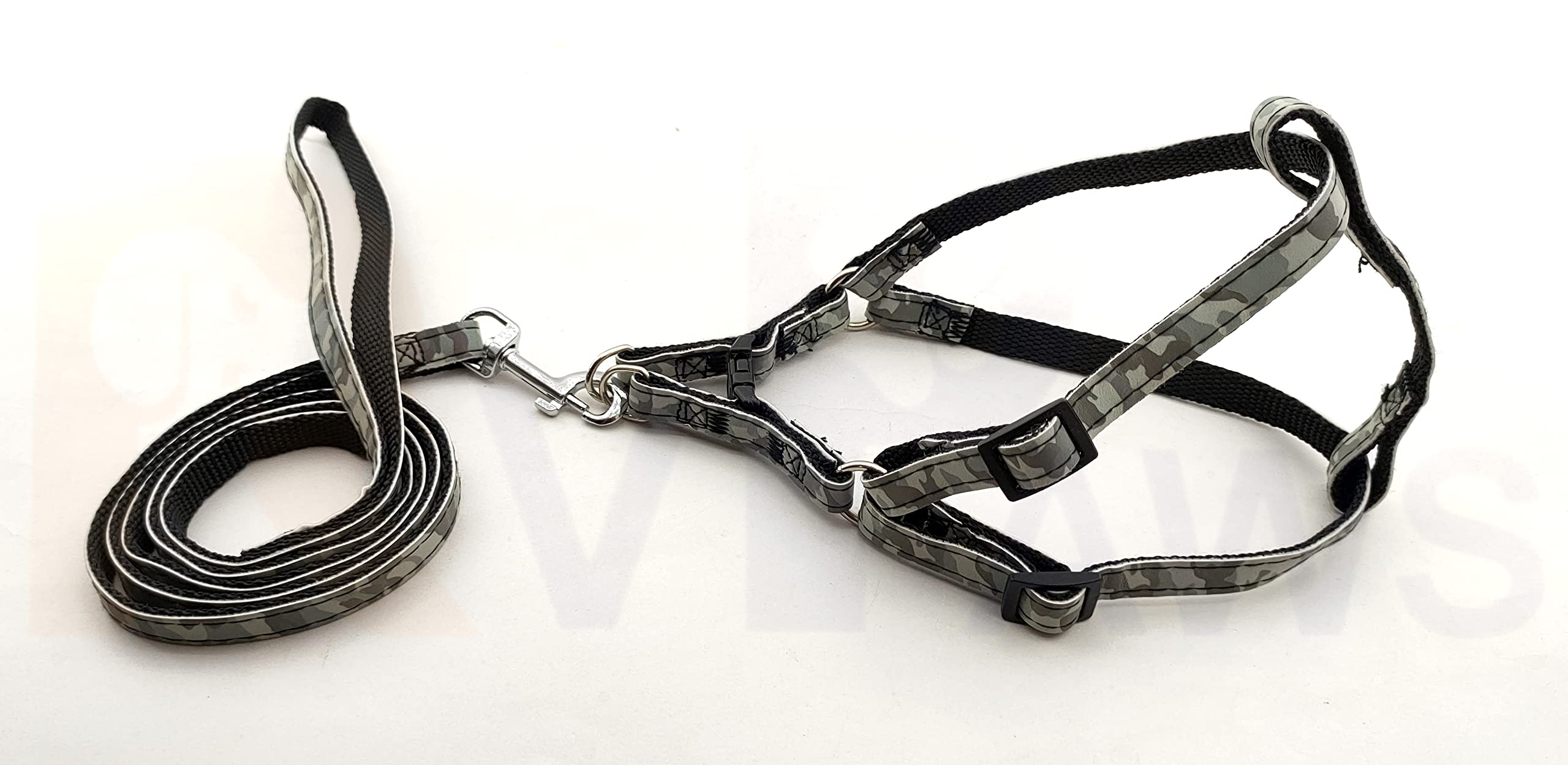 Woofy Pet Product Adjustable Soft Nylon Reflected Printed Strip Harness and Leash Set Suitable for Puppies, Cats and Kittens,10 mm (Black) (B0BKQKM2RP) Amazon Price History, Amazon Price Tracker