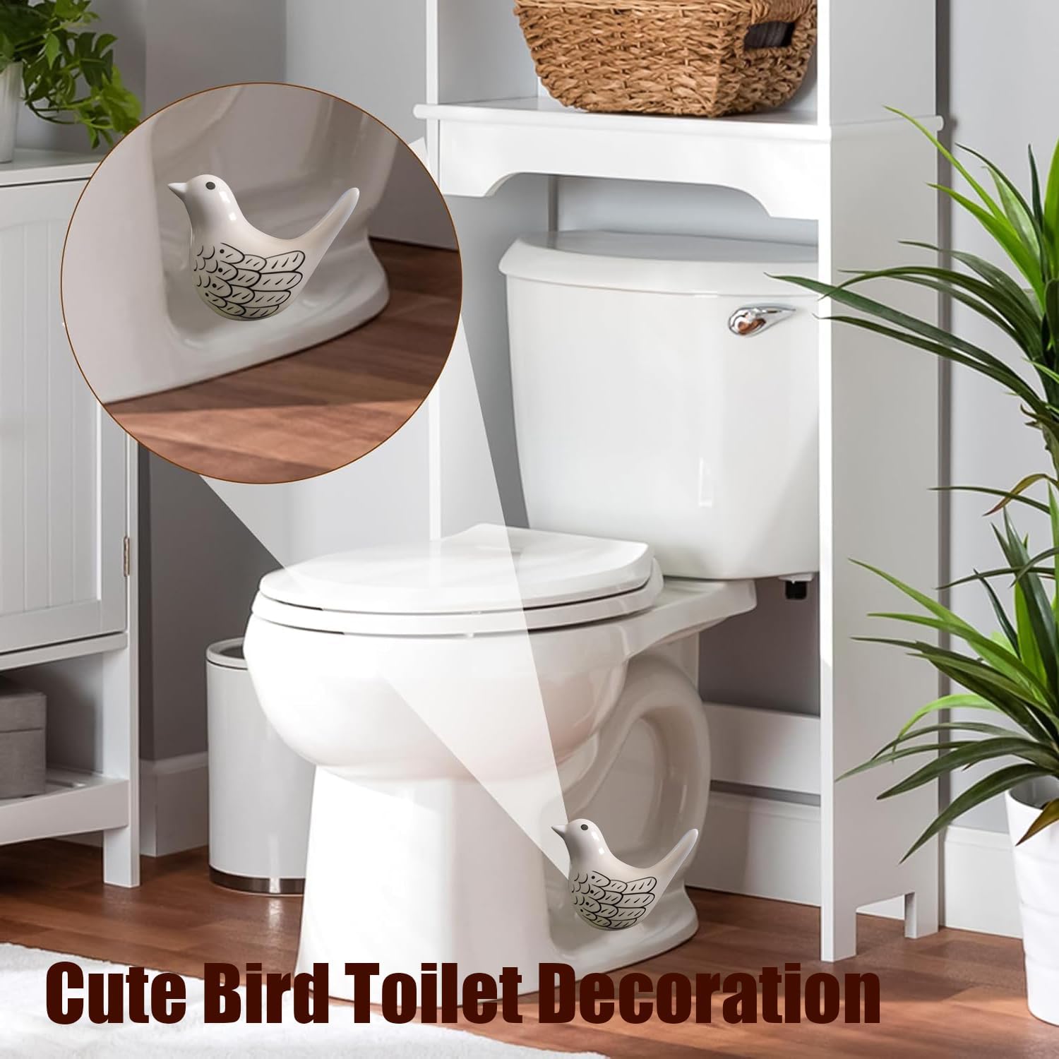2Packs Bird Toilet Bolt Covers Decorative, Ceramic Birds Toilet Bolt Caps Decorative, Toilet Screw Cover Caps, Toilet Caps for Bottom of Toilet, Easy Installation Bathroom Replacement Parts (WHITE)