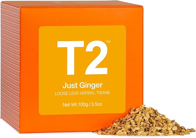 T2 Tea - Just Ginger, Ginger Tea, Loose Leaf Herbal Tea in Gift Cube, 100g, 3.5oz