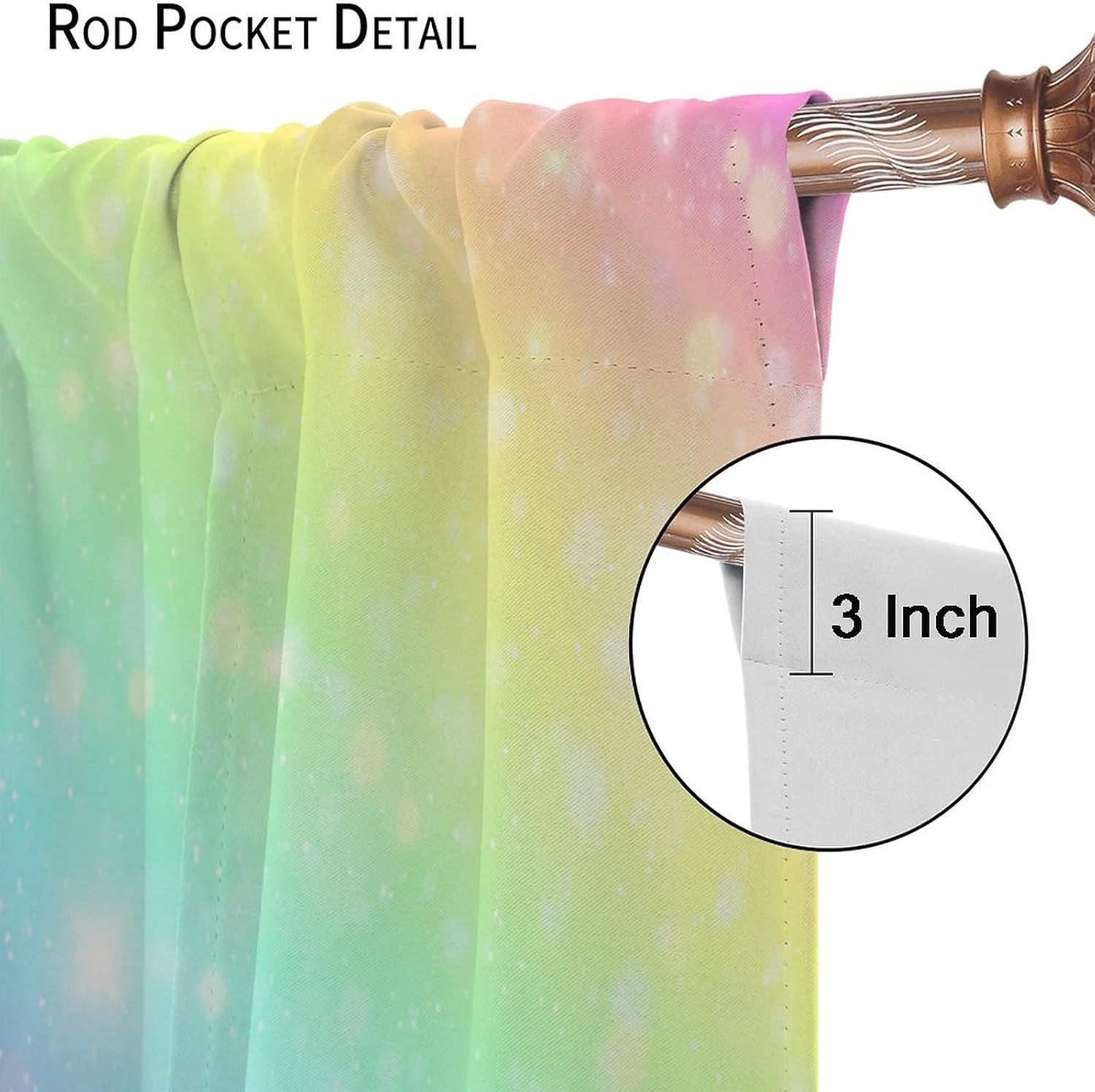 Rainbow Window Curtains,Colorful Fantasy Rainbow Stars Print Curtains,Dream Theme Rod Pocket Window Drapes for Nursery Kids Girls Bedroom Decor,2 Panel Set W42xL63in