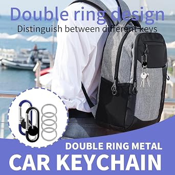 2PCS Car Keychain for Men with Double Key Rings and Hook, Anti-Loss Metal Key Ring Organizer, Personalized Keychain for Car Keys, House Keys, Office Key Management, Durable and Stylish