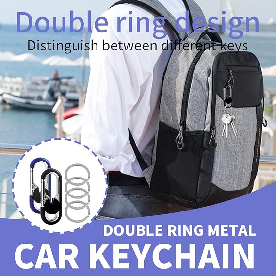 2PCS Car Keychain for Men with Double Key Rings and Hook, Anti-Loss Metal Key Ring Organizer, Personalized Keychain for Car Keys, House Keys, Office Key Management, Durable and Stylish