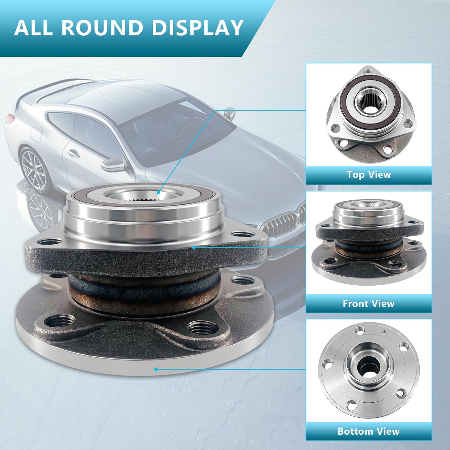 2PCS 513379 Front Wheel Bearing and Hub Assembly Compatible with Volkswagen 15-20 Golf GTI, 18-20 Tiguan, 19 Jetta, 19-20 Arteon, Audi 15-20 A3, 15-19 S3,TT 16-20, 19-20 Q3, 5 Lug w/o ABS
