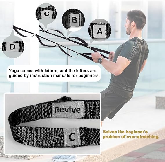 Stretching Strap,Non-Elastic Yoga Straps Stretch Band with Letters & Remarks10 Loops for Physical Therapy,Exercise, Pilates, Dance,Gymnastics