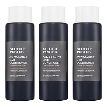 Scotch Porter Curls & Waves Hair Conditioner for Men | Strengthens, Softens & Prevents Frizz | Formulated with Non-Toxic Ingredients, Free of Parabens, Sulfates & Silicones | Vegan | 13oz 3 Pack