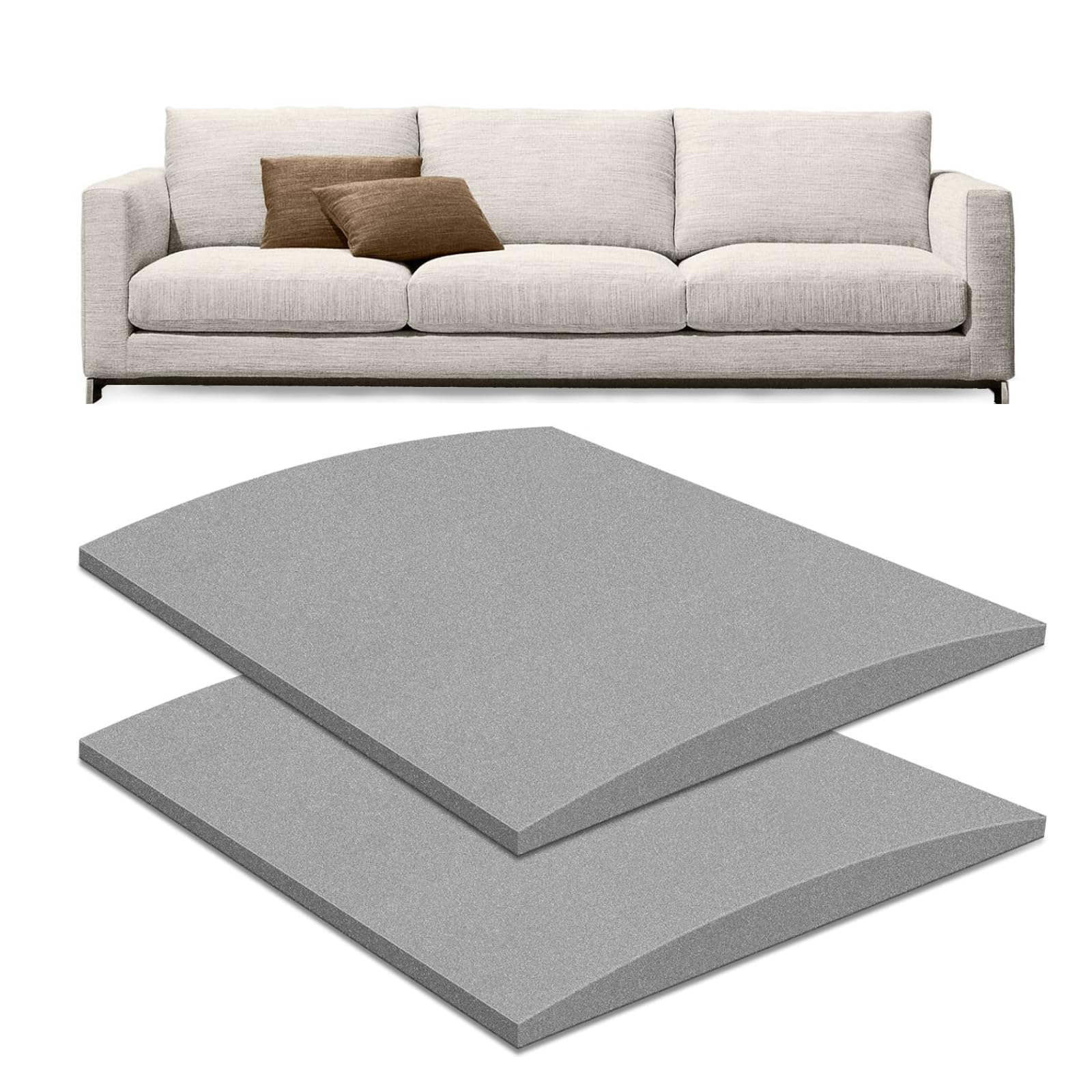 TourKing 2Pcs Sofa Cushion Support for Sagging Seat, 50 x 50cm High-Density Foam Replacement Sofa Seat Cushions, Breathable Sofa Support Boards for Home Office Furniture Accessories