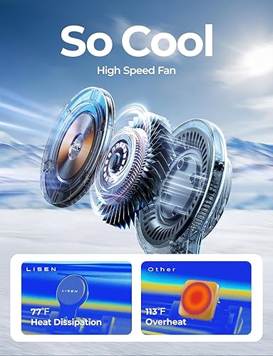 Miniatura 2 de LISEN Cargador de montaje de ventilación de coche Magsafe de 15 W con ventilador turbo de refrigeración (reducción de -46.4 °F) para iPhone 16