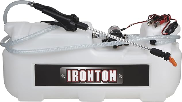 Ironton ATV Spot Sprayer, 8 Gallon Capacity, 1 GPM, 12V, Santoprene and Viton Pump, 12 Ft Vertical Spray Reach, 11 Ft Hose, in-Line Switch, for ATV, UTV and Garden Tractor