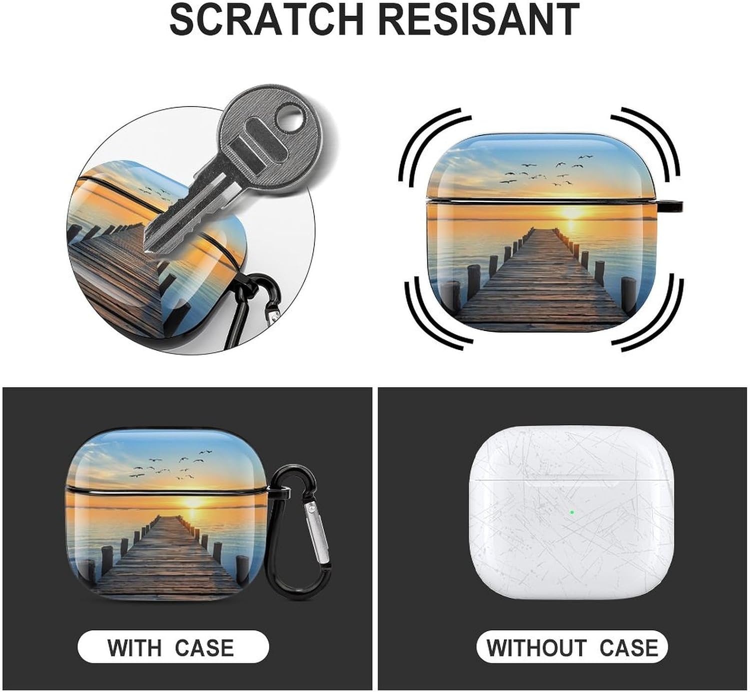 Wooden Pier Ocean Sunset Funny Earbuds Case for Airpods 3 image 3