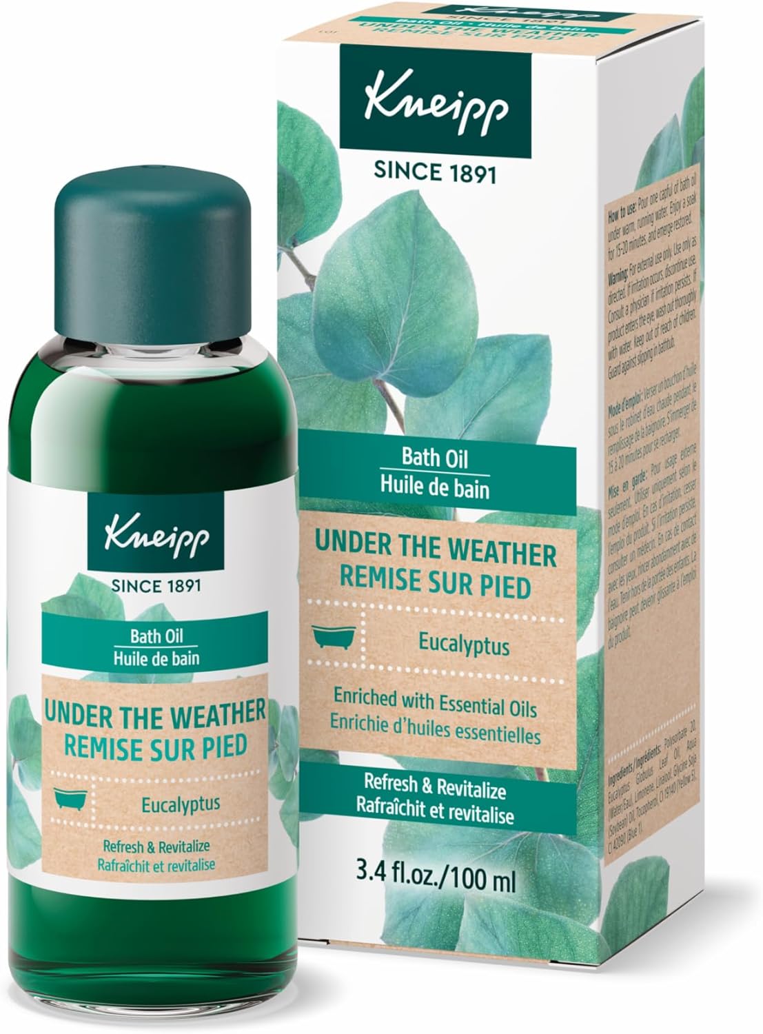 Kneipp Under The Weather Eucalyptus Bath Oil – Good for Respiratory Wellness – Vegan – 3.38 fl oz – Up to 10 Baths