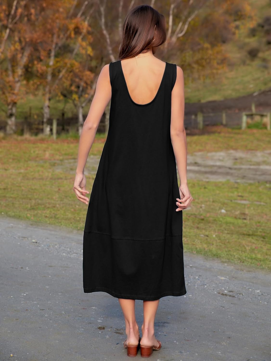 BerryGo Women's Loose Casual Midi Cotton Dresses Sundress Sleeveless Beach Summer Trendy Tank Top Dress with Pockets - Image 5