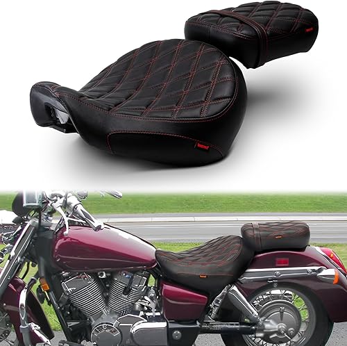 Asiento de pasajero de motocicleta con costuras de patrón de diamante para Honda Shadow Aero VT750C 2004-2023