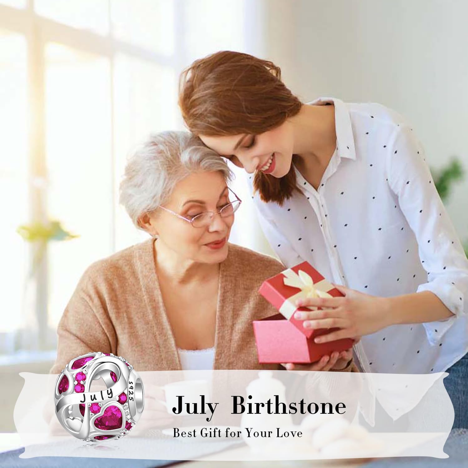 Birthstone Charm for Charm Bracelet, 925 Sterling Silver Infinity Love Heart Bead Charm for Bracelet and Necklace, Happy Birthday Mother's day Christmas Jewelry Gifts for Women - Image 6