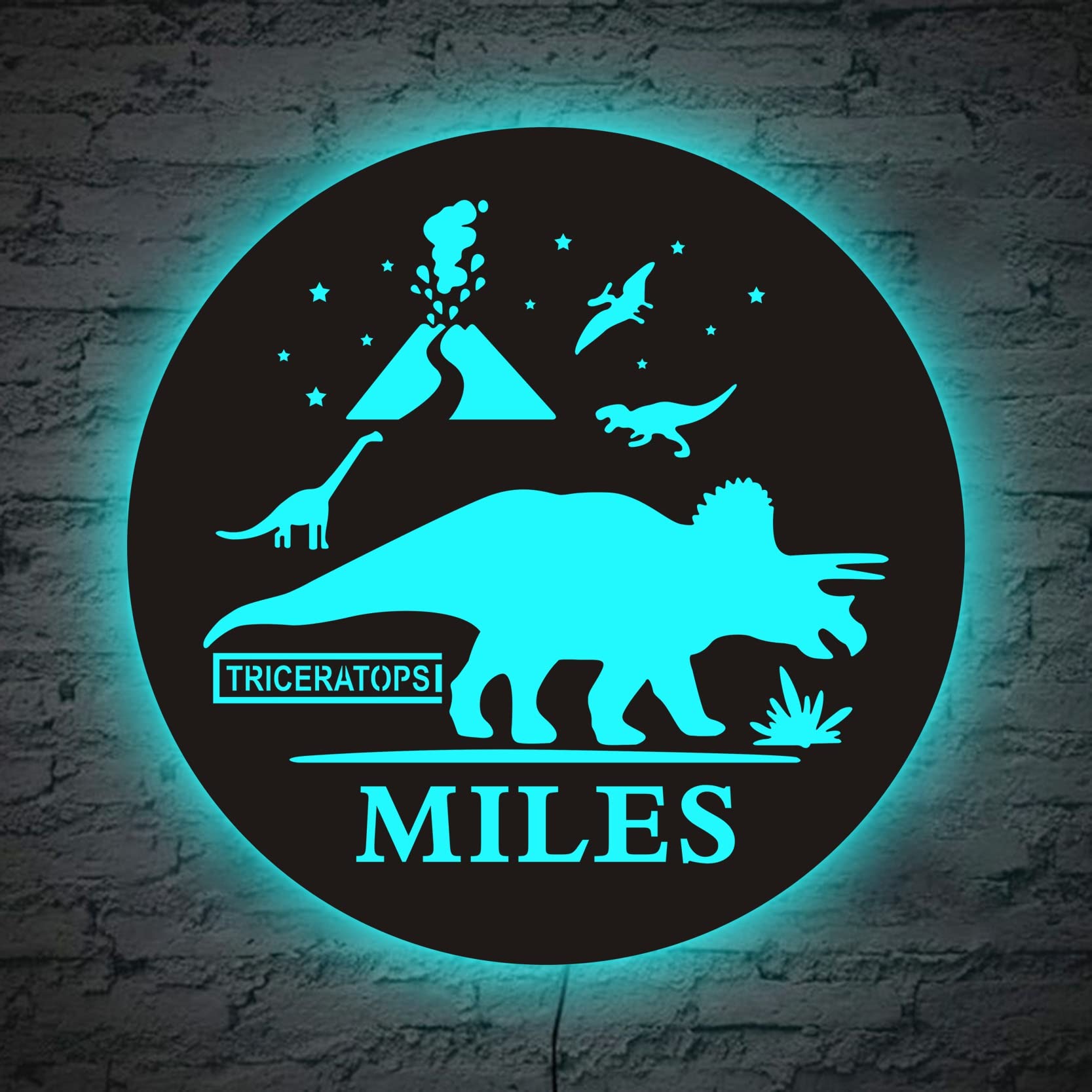 Personalized Triceratopsr Night Light, Dinosaur Night Light, Dinosaur Boys Wooden Led Night Light, Kids Bedroom Decor, Bedroom Decor Gifts for Boys Room, Personalized Birthday Gift for Kids