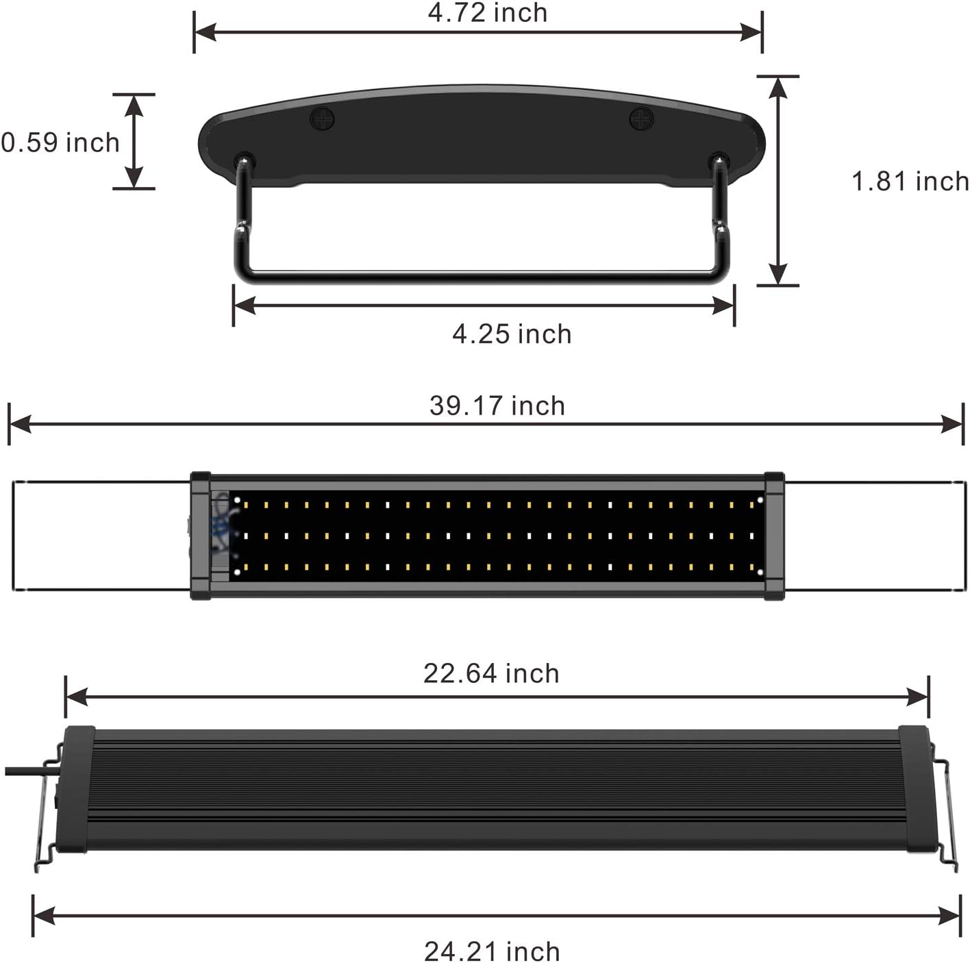 78 LED Aquarium Fish Tank Hood Lamp 24-30 Inch Full Spectrum 5 Color for Freshwater UL-Listed Power Supply