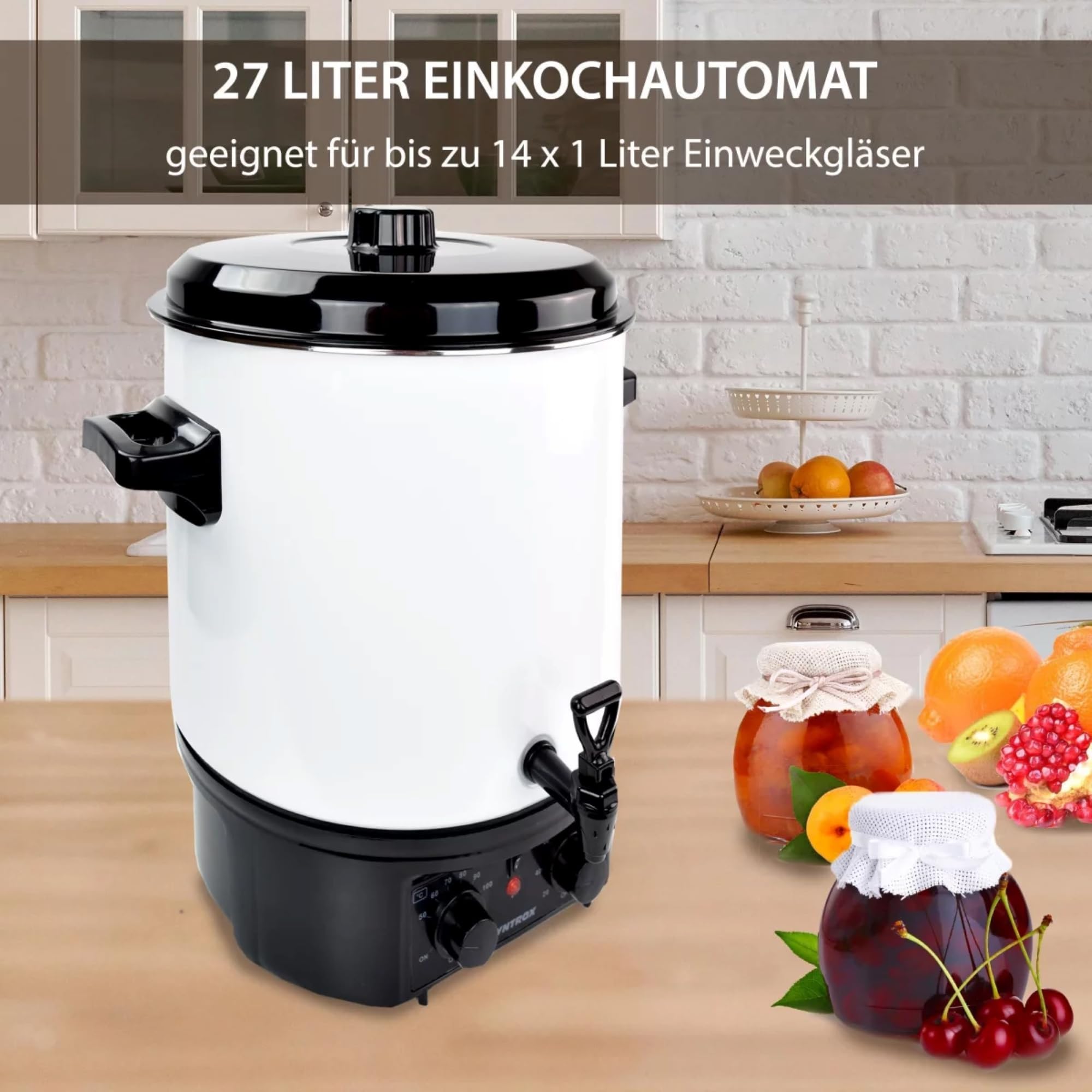Syntrox Germany Einkochautomat 27 Liter 1800 Watt Glühweinkocher mit Zapfhahn