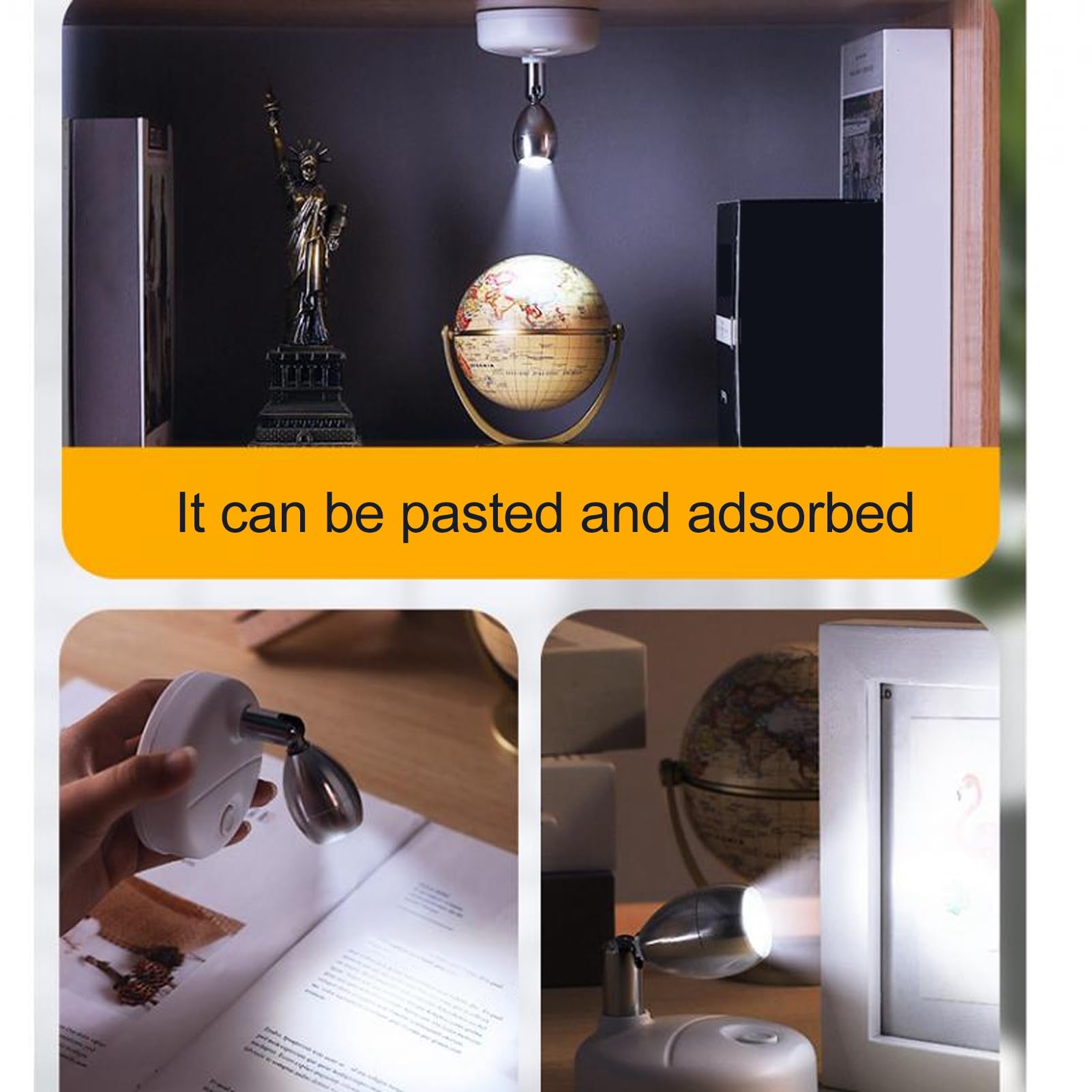 RGB draadloze led-spot, accentverlichting op batterijen, Mini Puck Light voor binnen, verstelbare bovenverlichting met afstandsbediening en draaibare kop voor het schilderen van kunstwerken, Wit