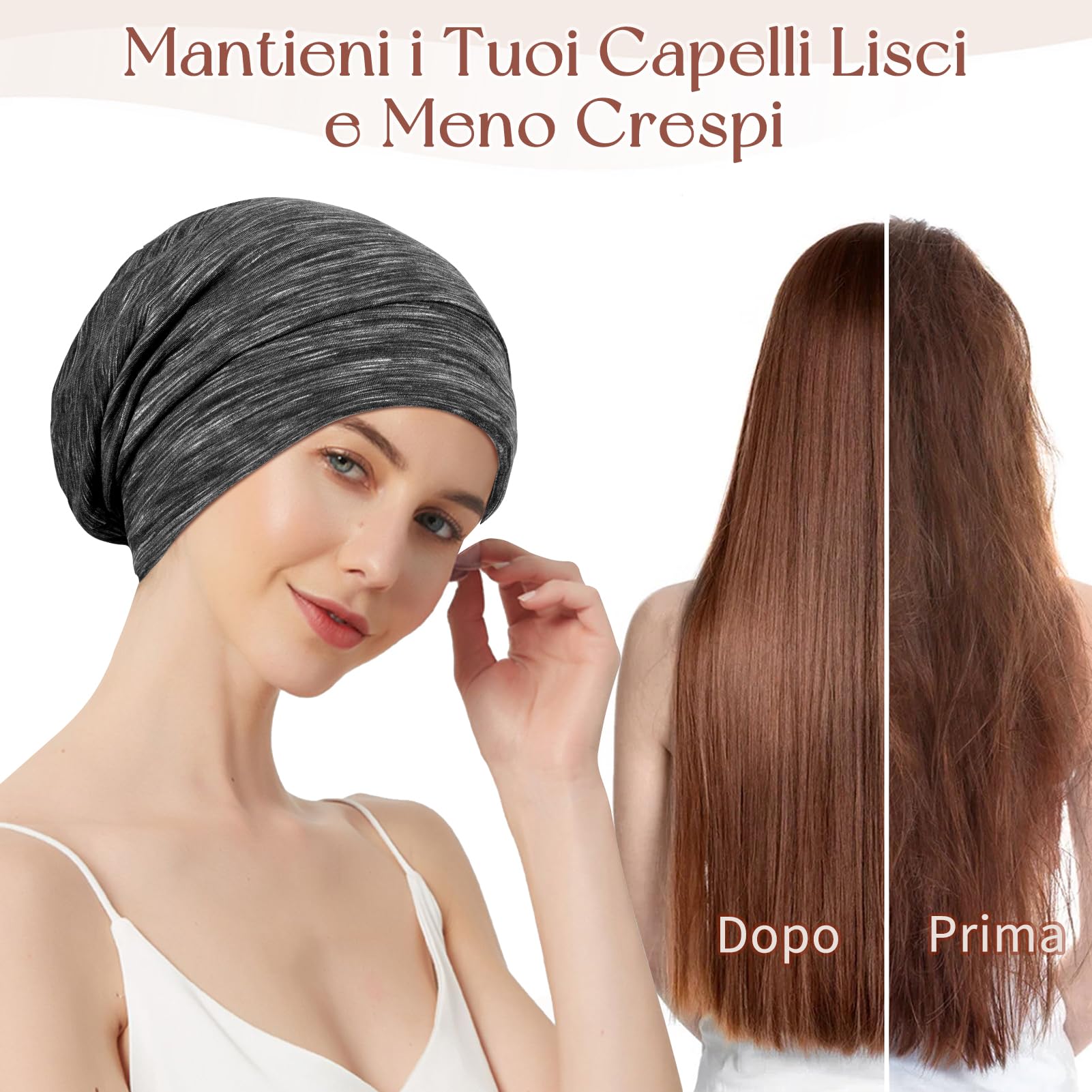 Cuffia Da Notte In Seta Kiiwah - Berretto Regolabile Per Capelli Ricci - Foto 9