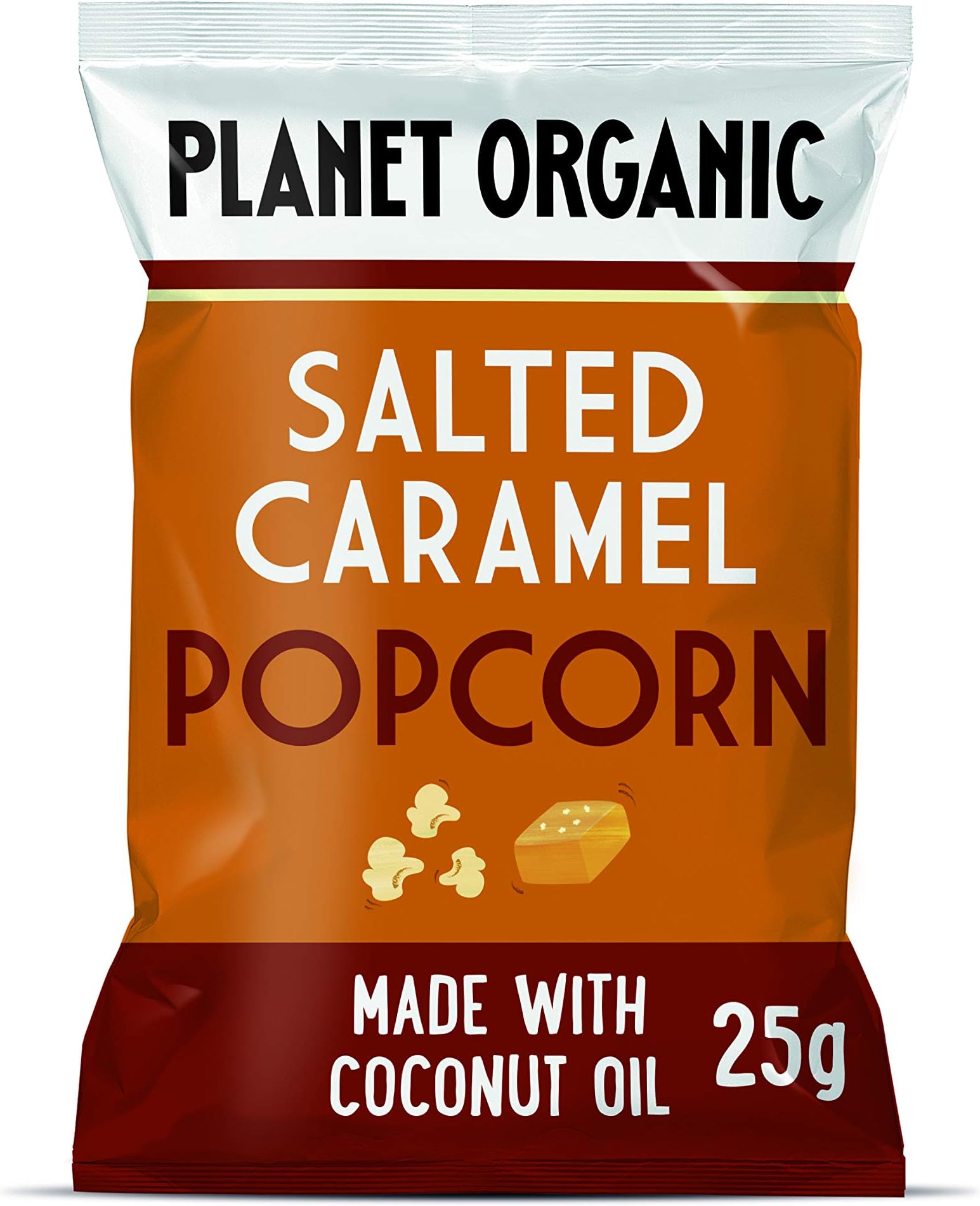 Planet Organic Salted Caramel Popcorn, 25 g, Lot of 10