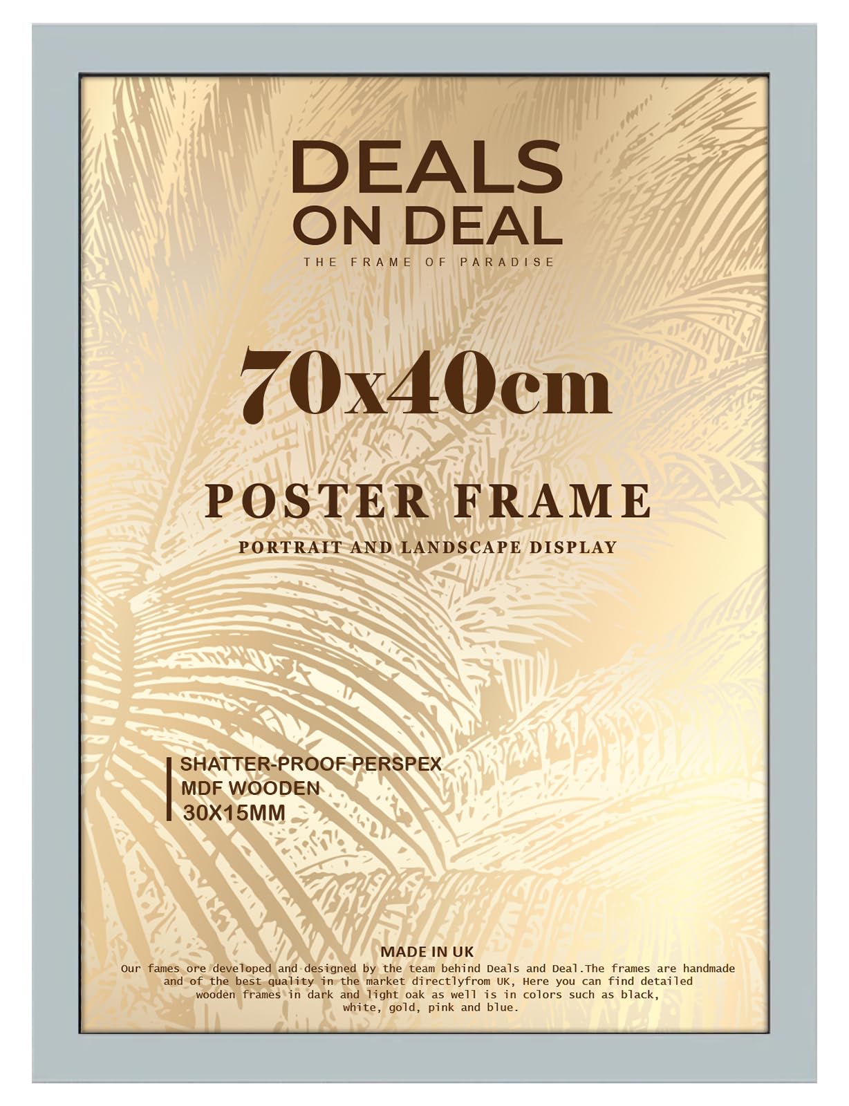 DEALS ON DEAL® Modern Large Poster Frame 70x40cm Mdf Wooden Picture Frames 40cm x 70cm for Jigsaw Puzzles/Shatter-Proof Front Vertical/Horizontal Mounting For Home & Office Décor-Silver