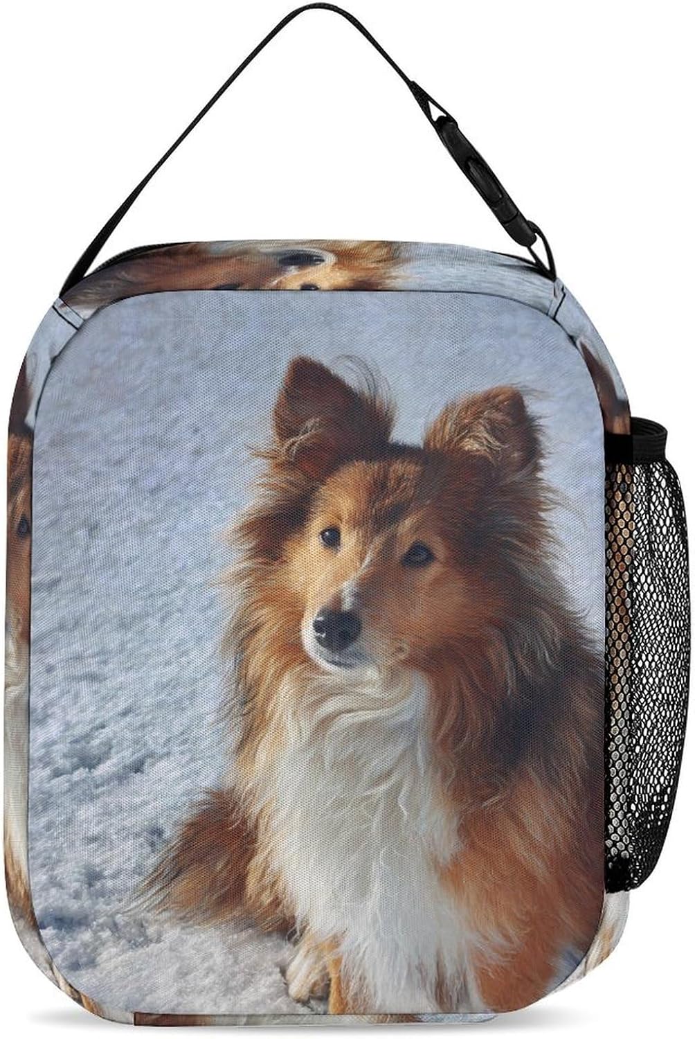 Shetland Sheepdog in The Snowy Funny Backpack Set Lunch Bag Makeup Bag 3 in 1 image 5