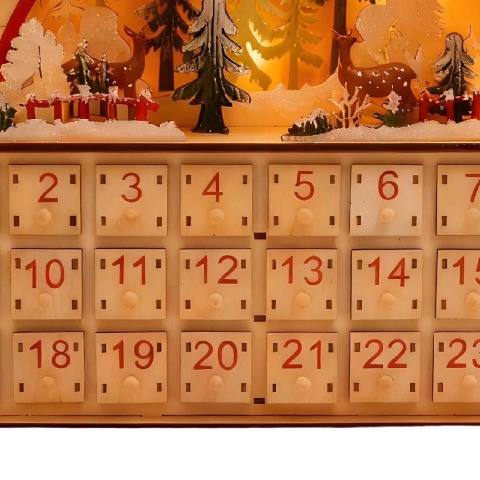 Cuenta Atrás Navidad Armario de Mesa con Forma de Casa de Madera para 24 | Calendario De Cuenta Atrás Navideño Con Cajones Para Hogar Salón Escritorio Estantería Apartamento Y Celebraciones